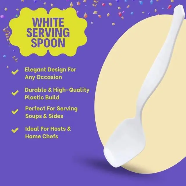 Alt view image 5 of 5 - Elegant White Serving Spoon (1 Pc) - Durable & Comfortable Grip Handle, Perfect for Any Dish