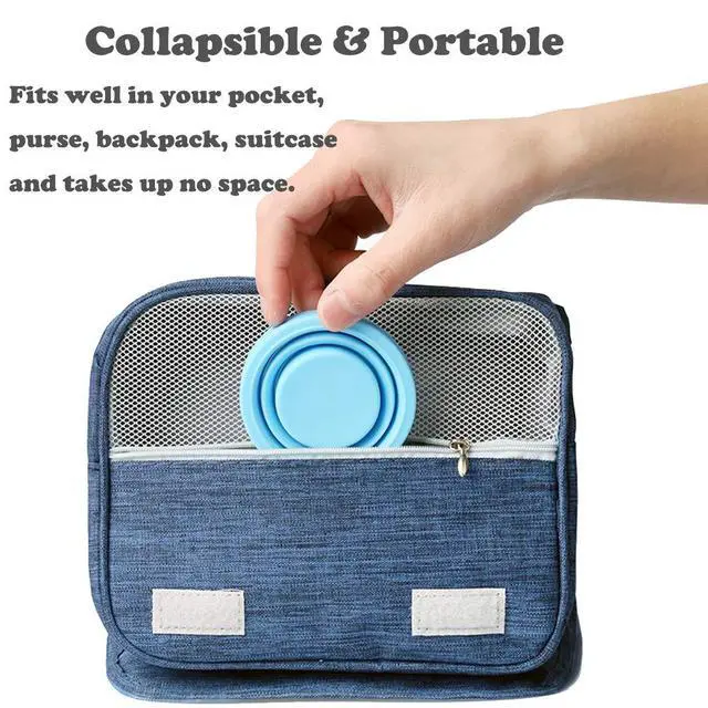 Alt view image 3 of 7 - Collapsible Cup Compact Silicone, Reusable Food Grade Folding Mug with Lids, Expandable Retractable Drinking Set, Portable, Pocket Size for Outdoor Camping Travel and Hiking