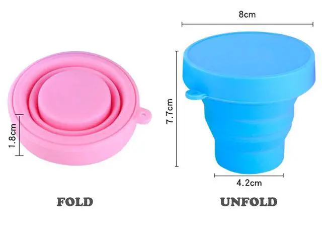 Alt view image 4 of 7 - Collapsible Cup Compact Silicone, Reusable Food Grade Folding Mug with Lids, Expandable Retractable Drinking Set, Portable, Pocket Size for Outdoor Camping Travel and Hiking
