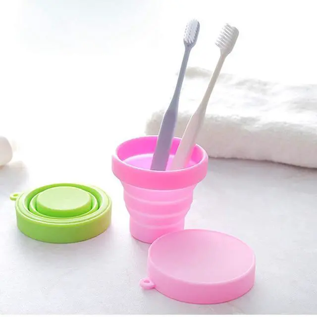 Alt view image 5 of 7 - Collapsible Cup Compact Silicone, Reusable Food Grade Folding Mug with Lids, Expandable Retractable Drinking Set, Portable, Pocket Size for Outdoor Camping Travel and Hiking