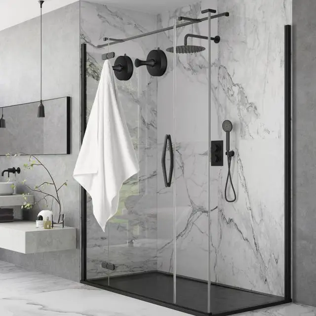 Alt view image 4 of 6 - Suction Cup Hooks for Shower Set of 2 Removable Stainless Steel Towel Hook for Bathroom Glass Window Door Wall and Suction Wreath Hook for Hanging Robe, Loofah, Coat - Black