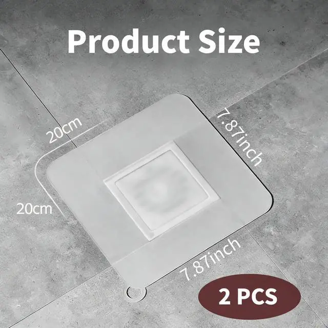 Alt view image 2 of 7 - 8x8 Inch Silicone Floor Drain Covers, 2 Pack Anti-Odor Mats Deodorizing Plugs to Keep Bugs Out, Silica Gel Drain Plugs Bathtub Drain Cover Sewer Deodorization Floor Drain Mat