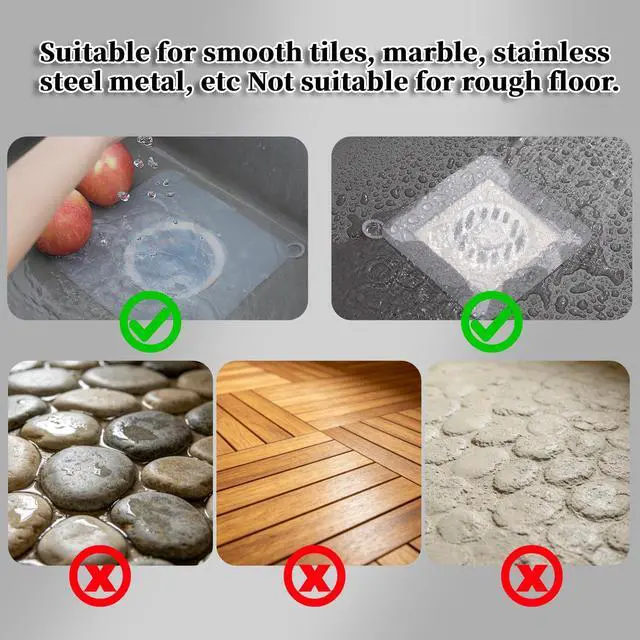 Alt view image 7 of 7 - 8x8 Inch Silicone Floor Drain Covers, 2 Pack Anti-Odor Mats Deodorizing Plugs to Keep Bugs Out, Silica Gel Drain Plugs Bathtub Drain Cover Sewer Deodorization Floor Drain Mat