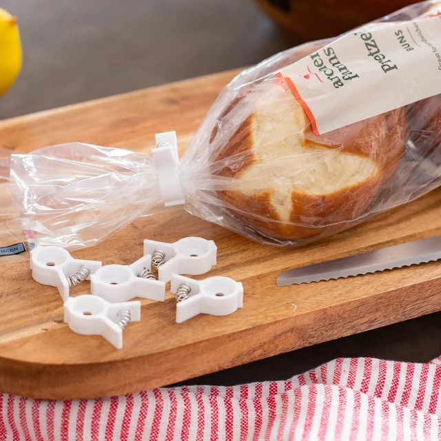 Alt view image 4 of 4 - Select Plastic Bread and Bagel Clip, 6 Piece Set, White