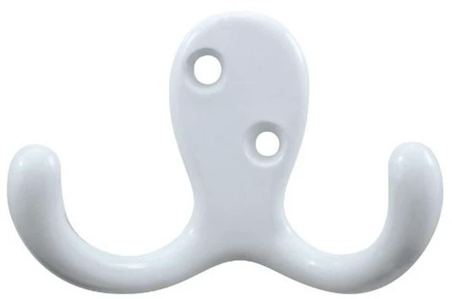 Main image of C5 Double Prong Robe Hook, White