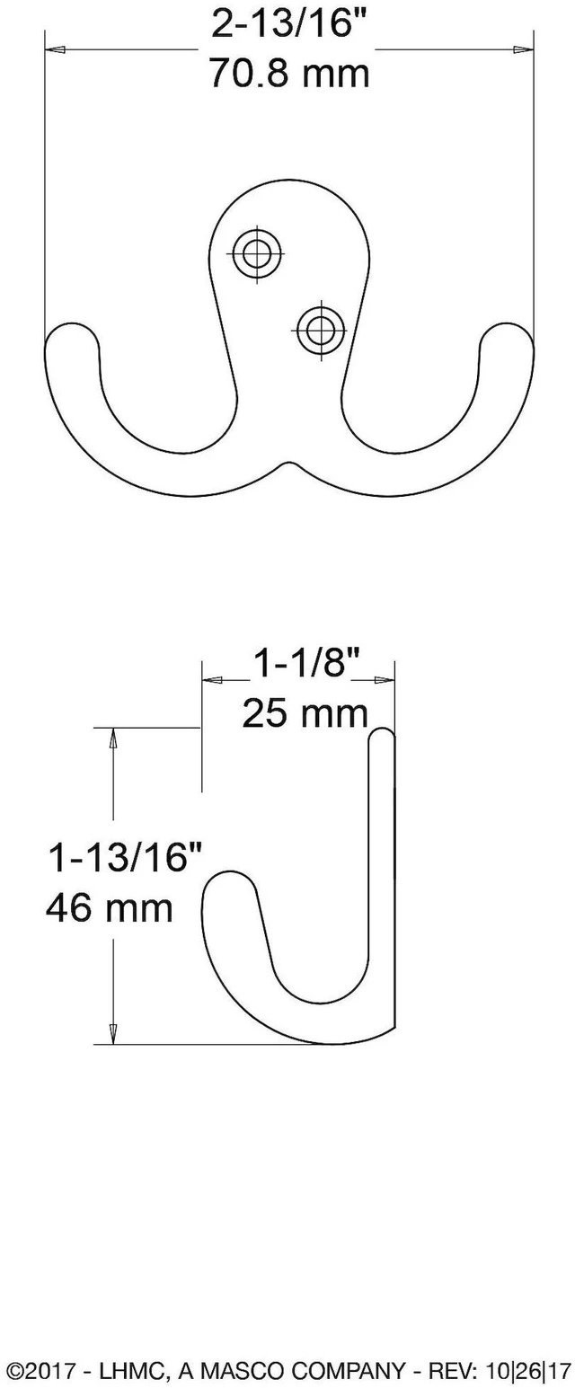 Alt view image 6 of 6 - C5 Double Prong Robe Hook, White