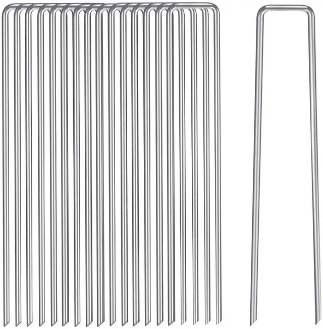 Main image of 6 Inch Garden Stakes Metal Landscape Staples 11 Gauge Stakes Galvanized Steel Lawn Stakes Yard Staples Securing Pegs for Weed Barrier Fabric Ground Cover Holding Fence and Artificial Turf 10 Packs