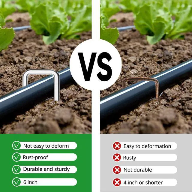 Alt view image 3 of 7 - 6 Inch Garden Stakes Metal Landscape Staples 11 Gauge Stakes Galvanized Steel Lawn Stakes Yard Staples Securing Pegs for Weed Barrier Fabric Ground Cover Holding Fence and Artificial Turf 10 Packs