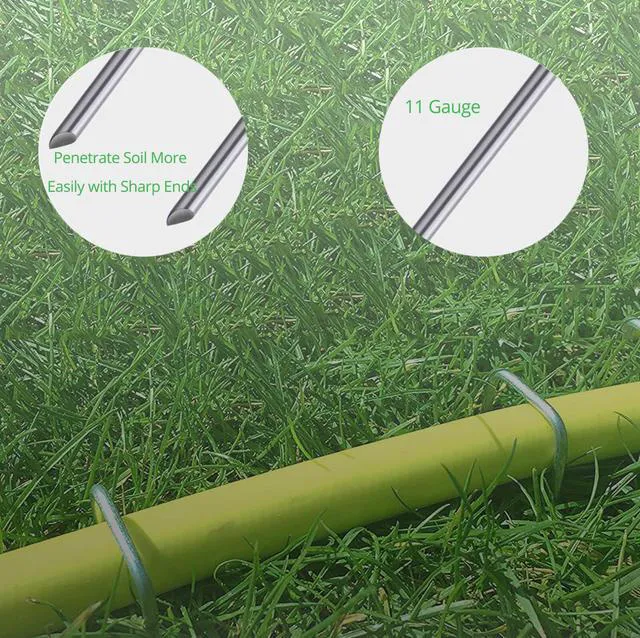 Alt view image 4 of 7 - 6 Inch Garden Stakes Metal Landscape Staples 11 Gauge Stakes Galvanized Steel Lawn Stakes Yard Staples Securing Pegs for Weed Barrier Fabric Ground Cover Holding Fence and Artificial Turf 10 Packs