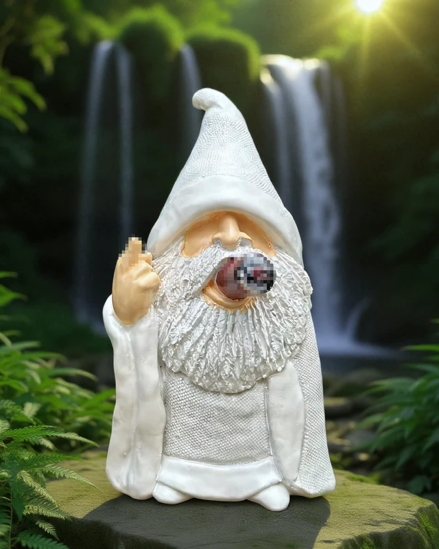 Alt view image 3 of 6 - YYDGZG Middle Finger Figurine Decorations for Lawn Yard Balcony Porch Patio Home Ornaments OutdoorGarden Statue Outdoor, Smoking Wizard Gnome, 5.9 Inch (Statue A)