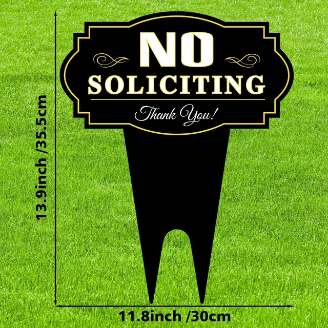 Alt view image 2 of 7 - Hooqict No Soliciting Sign for House Metal No Soliciting Yard Sign with Stake Outdoor Yard Decorations for Home Business Front Door Garden Lawn Backyard Decor - 13.9" x 11.8"
