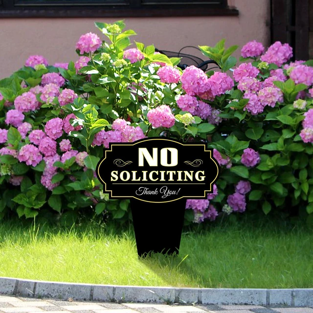 Alt view image 6 of 7 - Hooqict No Soliciting Sign for House Metal No Soliciting Yard Sign with Stake Outdoor Yard Decorations for Home Business Front Door Garden Lawn Backyard Decor - 13.9" x 11.8"