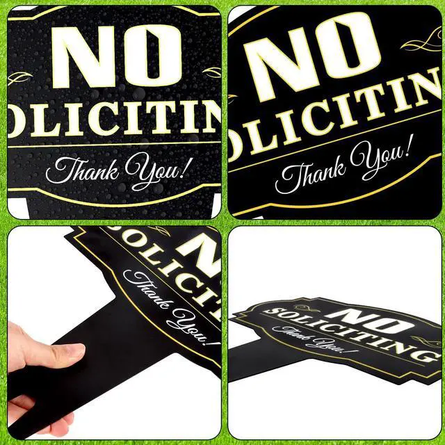 Alt view image 7 of 7 - Hooqict No Soliciting Sign for House Metal No Soliciting Yard Sign with Stake Outdoor Yard Decorations for Home Business Front Door Garden Lawn Backyard Decor - 13.9" x 11.8"