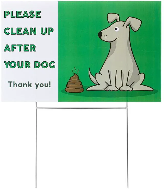 Main image of No Dog Poop Signs for Yard, Clean Up After Your Dog Signs | No Pooping Dog Signs for Yard, Dog Poop Signs for Lawn, Dog Signs No Pooping, Curb Your Dog Sign