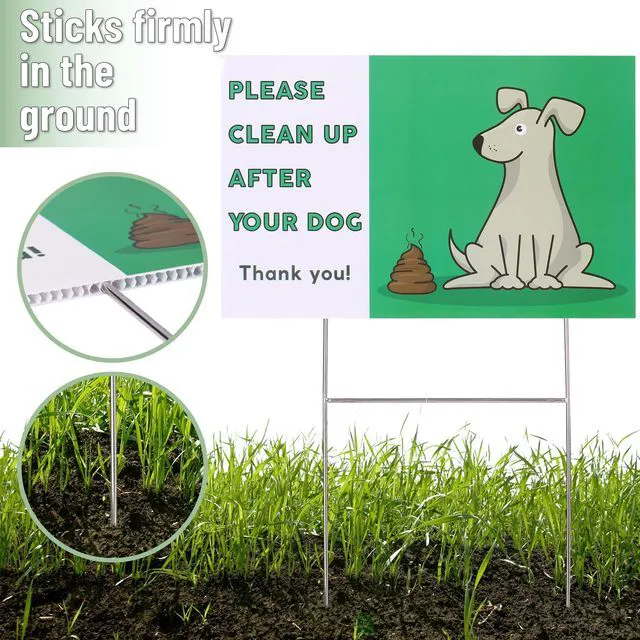 Alt view image 5 of 7 - No Dog Poop Signs for Yard, Clean Up After Your Dog Signs | No Pooping Dog Signs for Yard, Dog Poop Signs for Lawn, Dog Signs No Pooping, Curb Your Dog Sign