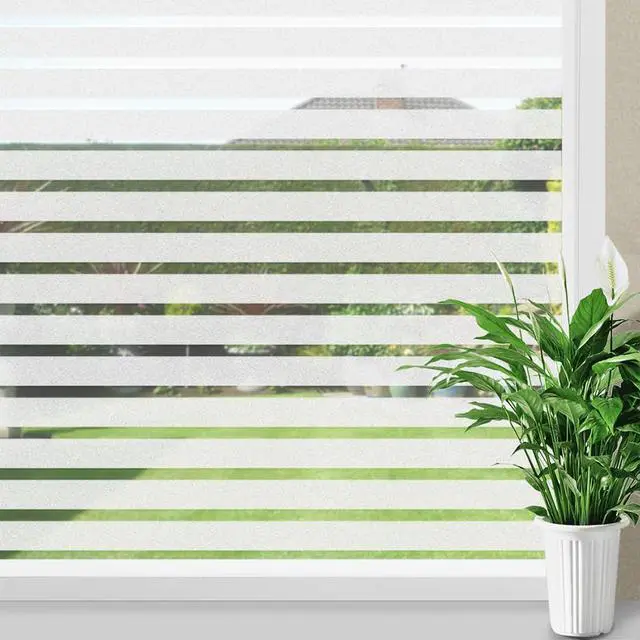 Main image of Donox Window Privacy Film UV Protection Static Window Film Non-Adhesive Window Film Beautiful and Simple for Home Office Striped Patterns 11.8 X 78.7 Inches