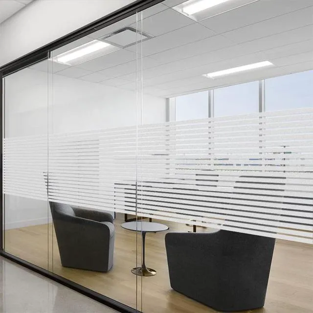 Alt view image 4 of 7 - Donox Window Privacy Film UV Protection Static Window Film Non-Adhesive Window Film Beautiful and Simple for Home Office Striped Patterns 11.8 X 78.7 Inches