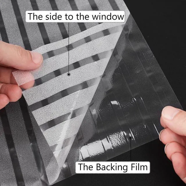 Alt view image 7 of 7 - Donox Window Privacy Film UV Protection Static Window Film Non-Adhesive Window Film Beautiful and Simple for Home Office Striped Patterns 11.8 X 78.7 Inches
