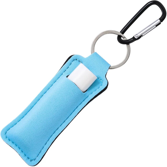 Main image of BEIQIYA 1 Pack Lip Balm Holder KeyChain for Lipstick, Portable Lip Balm Holder with Keyring Clip, Lip Balm Keychain Lipgloss Clips for Commute Travel Outdoor Activities- Blue