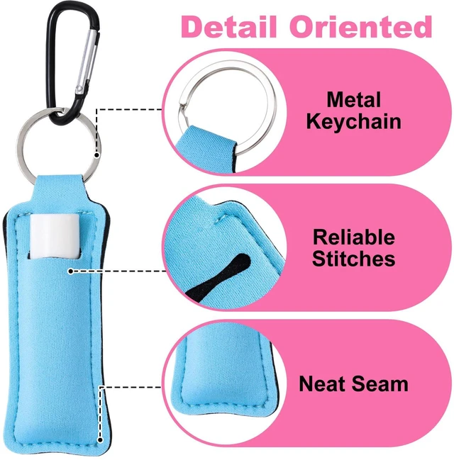Alt view image 3 of 7 - BEIQIYA 1 Pack Lip Balm Holder KeyChain for Lipstick, Portable Lip Balm Holder with Keyring Clip, Lip Balm Keychain Lipgloss Clips for Commute Travel Outdoor Activities- Blue