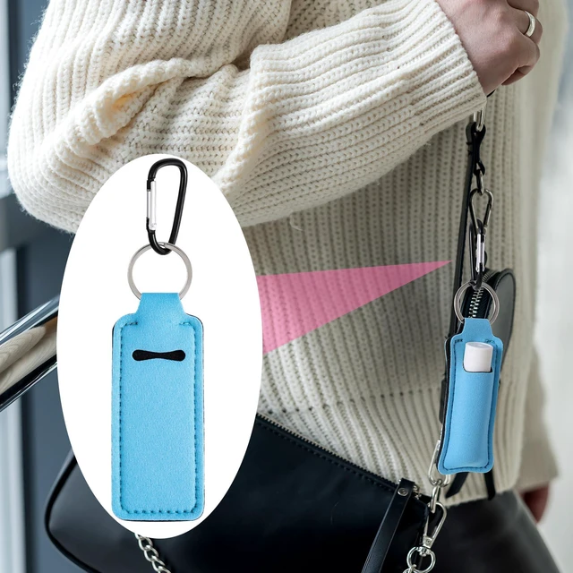 Alt view image 5 of 7 - BEIQIYA 1 Pack Lip Balm Holder KeyChain for Lipstick, Portable Lip Balm Holder with Keyring Clip, Lip Balm Keychain Lipgloss Clips for Commute Travel Outdoor Activities- Blue