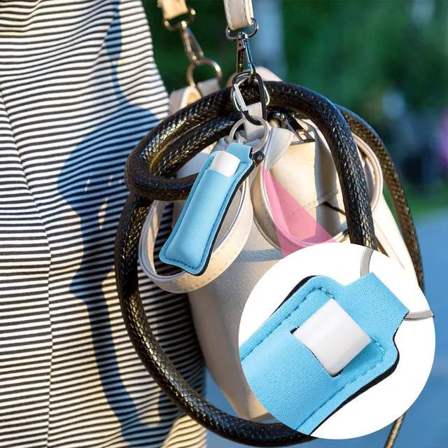 Alt view image 6 of 7 - BEIQIYA 1 Pack Lip Balm Holder KeyChain for Lipstick, Portable Lip Balm Holder with Keyring Clip, Lip Balm Keychain Lipgloss Clips for Commute Travel Outdoor Activities- Blue