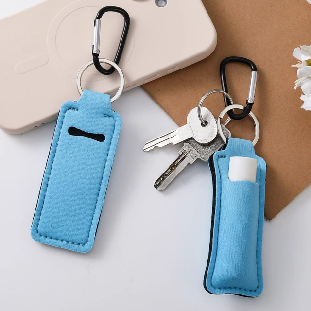 Alt view image 7 of 7 - BEIQIYA 1 Pack Lip Balm Holder KeyChain for Lipstick, Portable Lip Balm Holder with Keyring Clip, Lip Balm Keychain Lipgloss Clips for Commute Travel Outdoor Activities- Blue