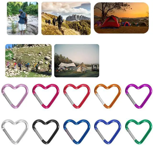 Alt view image 3 of 6 - Heart Shaped Carabiner Clip Aluminum Alloy Keychain Clip Spring Snap Hook Camping Backpack Clips Heavy Duty Carabiner Lightweight Aluminum Alloy Keychain Clip Backpack Carabiner Rustproof
