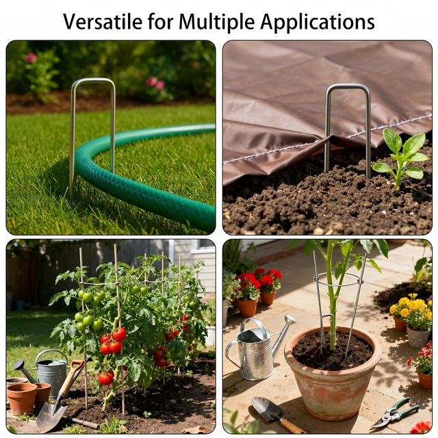 Alt view image 5 of 7 - Atlantic Stainless Steel Landscape Staples Garden Stakes. (4"-Square-10pcs)