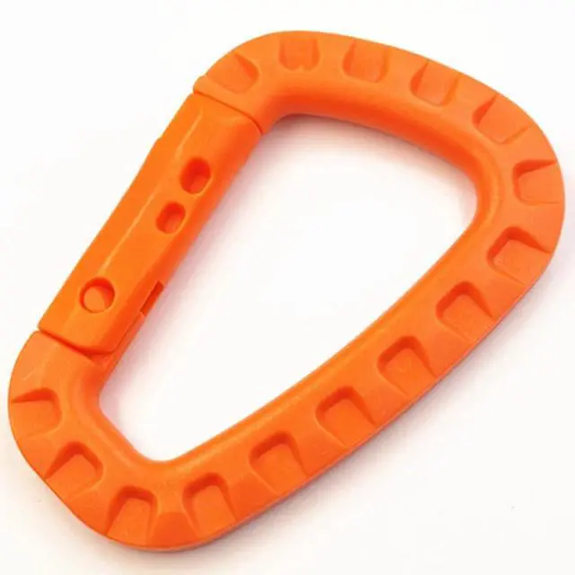 Main image of 2Pack Tactical Gear Carabiner Keychain Clip Plastic D-Rings Large Key Chain Heavy Duty Snap Hook for Backpack, Belt, Keyrings, Bags, Bottle, Tent, Camping - Orange