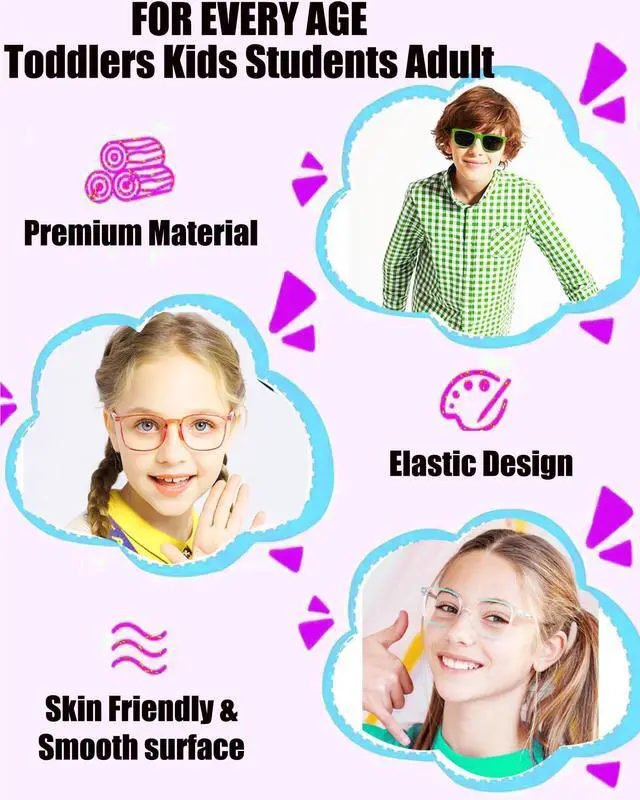 Alt view image 4 of 7 - AURAADORN Kids Glasses Strap for Boys Girls, 2 Pack Toddler Eye Glass Strap for Kids(6.5-10inch),Elastic Sunglass Eyeglass Ear Grip Toddler Glasses Strap
