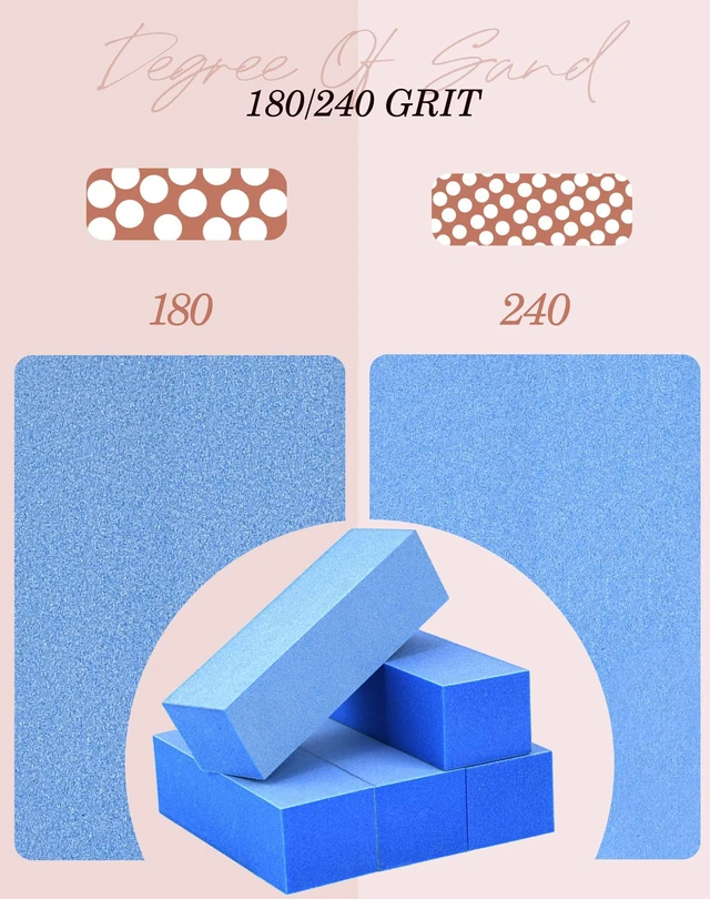 Alt view image 2 of 7 - Maryton Nail Buffer Blocks, Fine 180/240 Grit for Natural Nails, 5 PCS | 3 Way, Professional Buffing File Block, Salon Grade, Buff Nail Prior to Application of Gel Polish, Acrylic, Blue