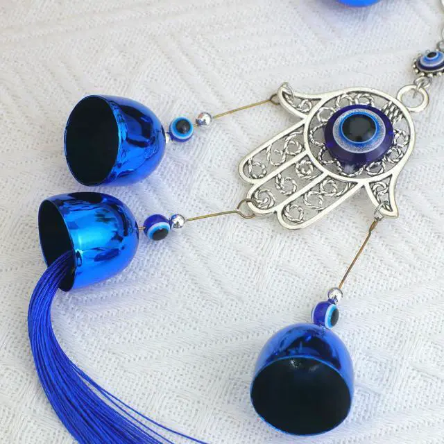 Alt view image 3 of 7 - BWINKA Blue Evil Eye Hanging Decoration Ornament Metal Wind Chimes for Home Garden Gift Decoration (Eye-Double)