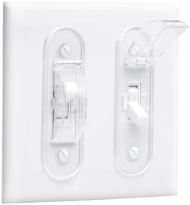 Main image of Wall Switch Guard, Childproof Light Switch Cover Guard | Toggle Style | Light Switch Protection | Lock Toggle Switch in On or Off Position | 1 Pack, Clear