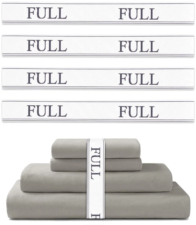 Main image of Bed Sheet Organizer Bands - Sheet Keepers for Organizing,Elastic Sheet Storage Organizer for Linen Closet - Sheet Linen Labels for Bedding Sets-Bed Bands Sheet Storage for Organization (Full 4 Pack)