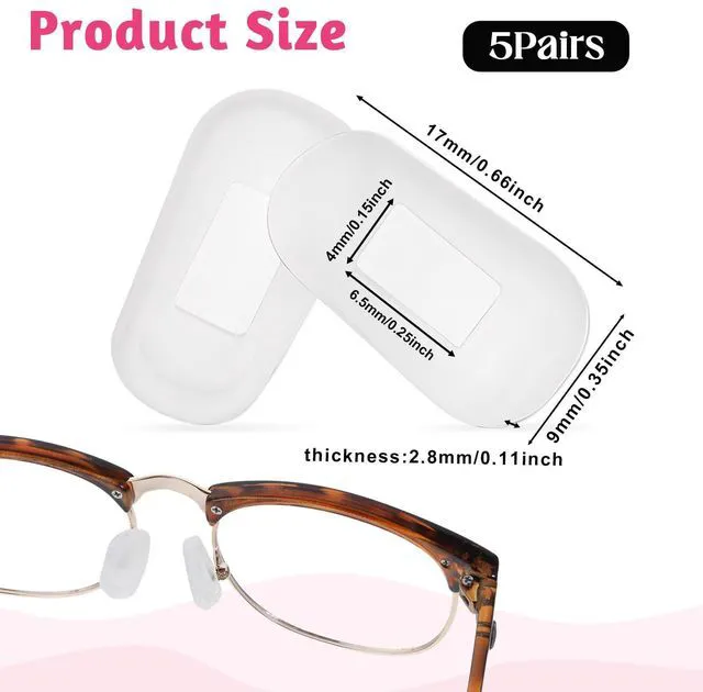 Alt view image 2 of 7 - Nose Pads Covers Soft Silicone Nose Pads Slip-on Eyeglasses Nose Bridge Pads Anti-Slip Nose Guards White Anti Slip Nose Pads for Glasses Repair Kit (5 Pairs)