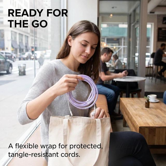 Alt view image 6 of 7 - Cable Protector,Chargers Data Cable Protect Sleeve,Headphone Cable Saver for Phone Earphone USB Data Cableor for Prevent Pets from Biting The Cable Sleeves Cord Management (Laser Green)