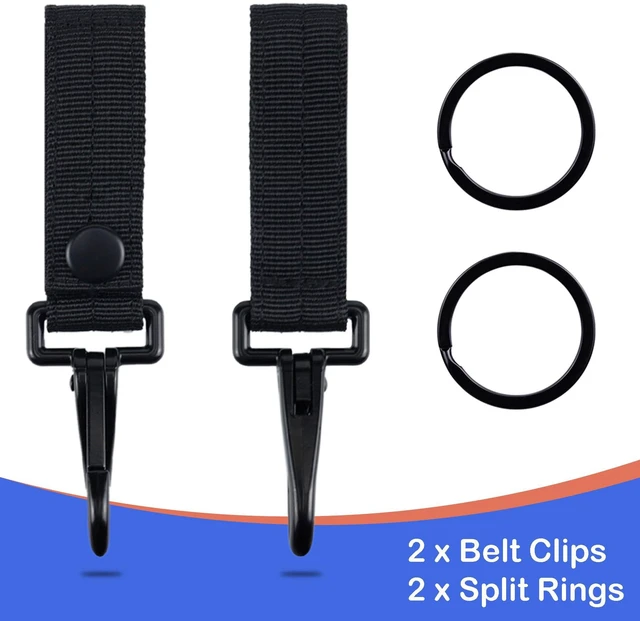 Alt view image 5 of 7 - Heavy Duty Key Holder Clip for Belts - Metal Snap Hook & Nylon MOLLE Strap | Fits 1.5"-2.25" Duty/Tactical Belts, Secure Key Organizer (Black), 2 Pack