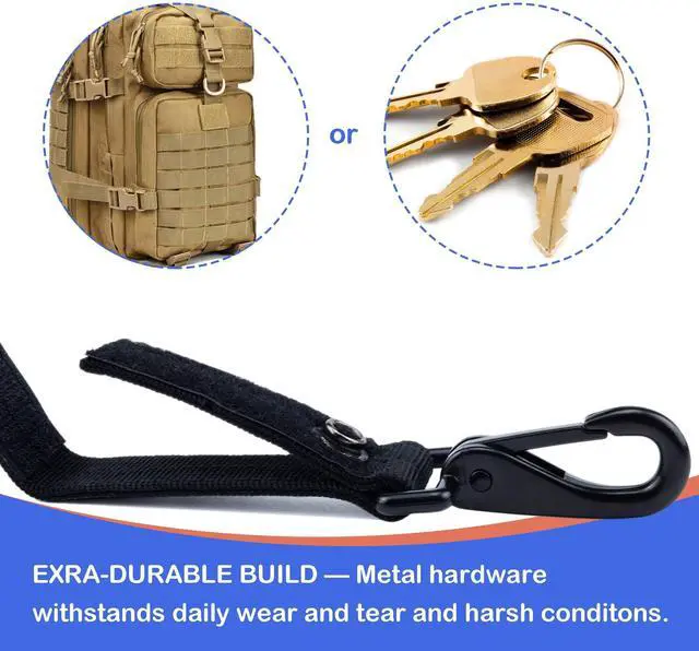 Alt view image 7 of 7 - Heavy Duty Key Holder Clip for Belts - Metal Snap Hook & Nylon MOLLE Strap | Fits 1.5"-2.25" Duty/Tactical Belts, Secure Key Organizer (Black), 2 Pack
