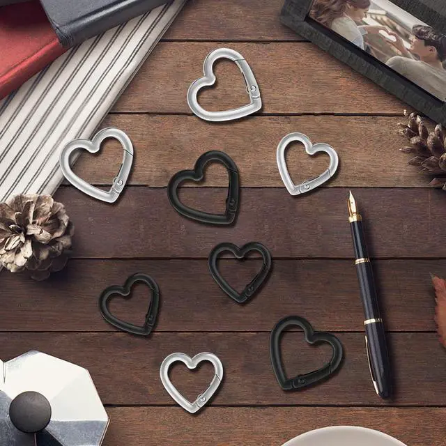 Alt view image 6 of 7 - 8Pcs Heart Shaped Keychain Clip Zinc Alloy Carabiner Cute Cool Spring Snap Clasp Hook Handbag Accessories Key Ring for Camping Hiking Fishing Traveling
