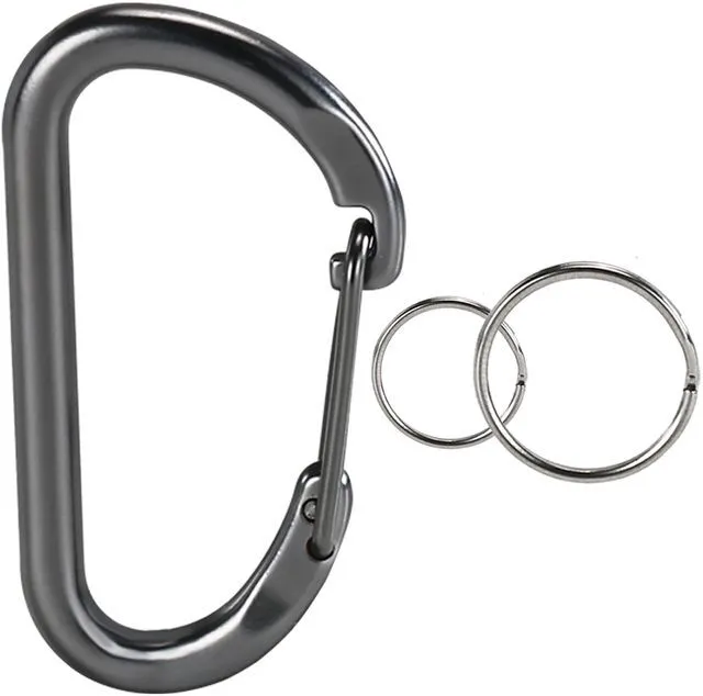 Main image of JLDAdornGo Carabiner Clip Bag Clips Keychain Key Ring Chain Self-Locking Heavy Duty Holder for Keys/Pet Tags/Camping Gear Zinc Alloy Carabiners 2.36 in Durable Waterproof Gunmetal Grey