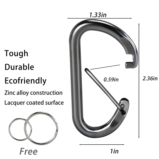 Alt view image 3 of 7 - JLDAdornGo Carabiner Clip Bag Clips Keychain Key Ring Chain Self-Locking Heavy Duty Holder for Keys/Pet Tags/Camping Gear Zinc Alloy Carabiners 2.36 in Durable Waterproof Gunmetal Grey