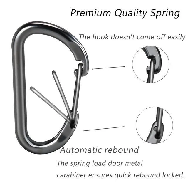 Alt view image 2 of 7 - JLDAdornGo Carabiner Clip Bag Clips Keychain Key Ring Chain Self-Locking Heavy Duty Holder for Keys/Pet Tags/Camping Gear Zinc Alloy Carabiners 2.36 in Durable Waterproof Gunmetal Grey