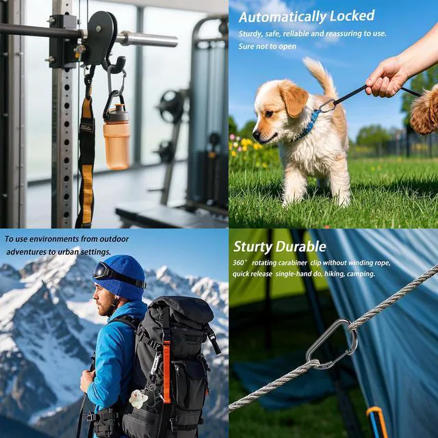 Alt view image 5 of 7 - JLDAdornGo Carabiner Clip Bag Clips Keychain Key Ring Chain Self-Locking Heavy Duty Holder for Keys/Pet Tags/Camping Gear Zinc Alloy Carabiners 2.36 in Durable Waterproof Gunmetal Grey