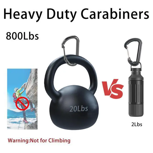 Alt view image 4 of 7 - JLDAdornGo Carabiner Clip Bag Clips Keychain Key Ring Chain Self-Locking Heavy Duty Holder for Keys/Pet Tags/Camping Gear Zinc Alloy Carabiners 2.36 in Durable Waterproof Gunmetal Grey