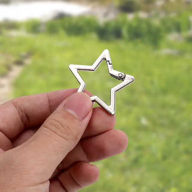 Alt view image 3 of 7 - Shaped Carabiner, Star Carabiner Clip for Keys Wallets Zinc Alloy Pentagram Carabiner Star Keychain Clasp Key Chain Charms for Camping Fishing Hiking Outdoor Accessories