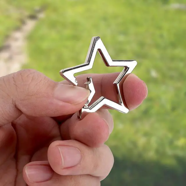 Alt view image 5 of 7 - Shaped Carabiner, Star Carabiner Clip for Keys Wallets Zinc Alloy Pentagram Carabiner Star Keychain Clasp Key Chain Charms for Camping Fishing Hiking Outdoor Accessories