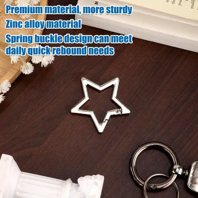 Alt view image 4 of 7 - Shaped Carabiner, Star Carabiner Clip for Keys Wallets Zinc Alloy Pentagram Carabiner Star Keychain Clasp Key Chain Charms for Camping Fishing Hiking Outdoor Accessories