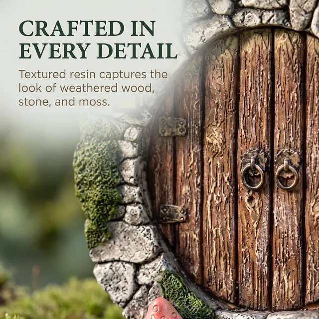 Alt view image 3 of 7 - Fairy Garden Doors and Windows for Trees Miniature Fairy Gnome, Statues Wall and Trees Outdoor Wooden Doors and Windows in The Yard Garden Sculptures and Statues Outdoor Statues
