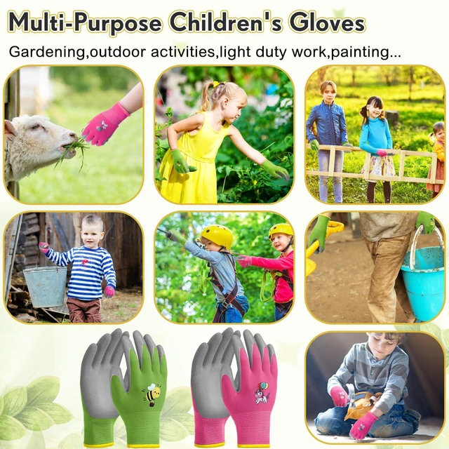 Alt view image 7 of 7 - Skicuff 1 Pairs Kids Gardening Gloves Children Grippy Soft Rubber Coated Yard Gloves Girls Boys Outdoor Garden Work(Pink,Large, Age 9-11)